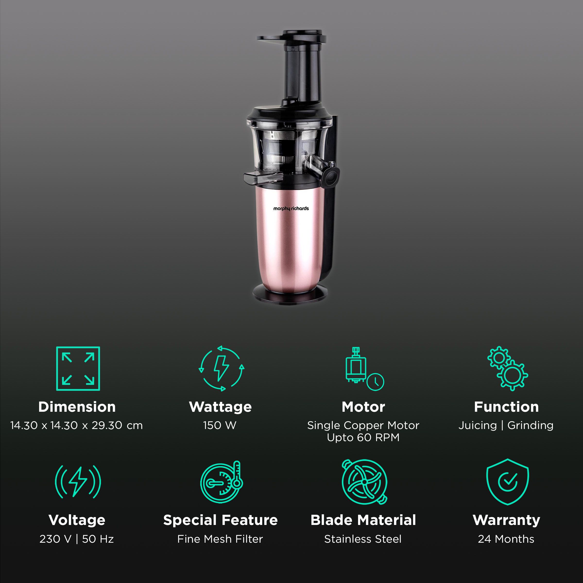 Buy Morphy Richards Kenzo 150 Watt 1 Jar Cold Press Slow Juicer